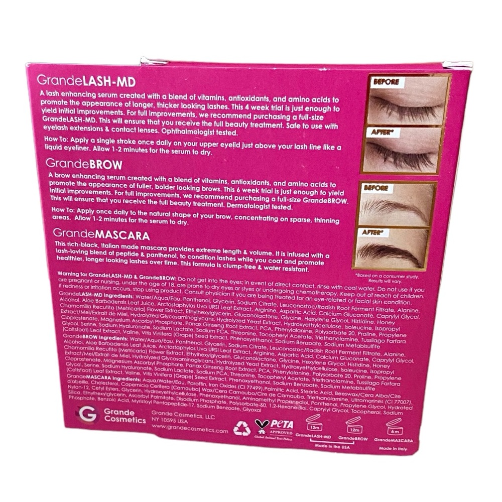 ⚫️ Grande Cosmetics Mini Magic Lash and Brow Set Lashes Mascara Brows New In Box - Picture 3 of 7